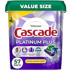 [SnS, AC] $31.32* | 3 × 57-Count Cascade Platinum Plus Dishwasher Pods (Lemon) ($10.44 each) at Amazon