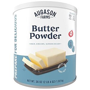 $19.94* | 36oz. Augason Farms Butter Powder Emergency Food Supply Can (510 Servings) at Amazon