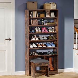 YITAHOME 8-Tier Shoe Cabinet w/ Hidden Bench (White or Rustic Brown) $71.39 + Free Shipping
