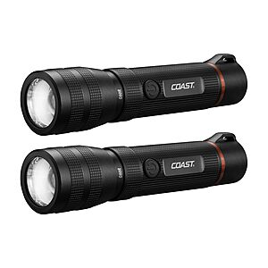 Coast G60R 1000 Lumen Waterproof Rechargeable LED Flashlight, 2-Pack $22.86