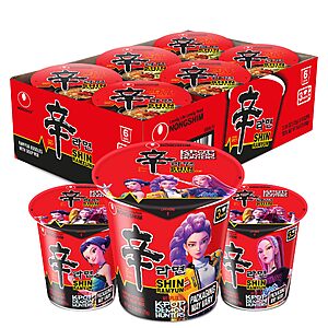 Nongshim Shin Ramyun Cup of Noodles, Spicy Signature Korean Instant Ramyun, Rich Beef Flavored Broth, 2.64 oz (Pack of 6)~$6.12 After Coupon & S&S @ Amazon