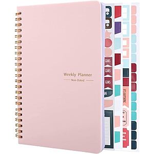 Thboxes Undated 52-Week A5 Planner w/ Habit Tracker & Spiral Binding (Pink) $4.79 + Free Shipping w/ Prime or on $35+