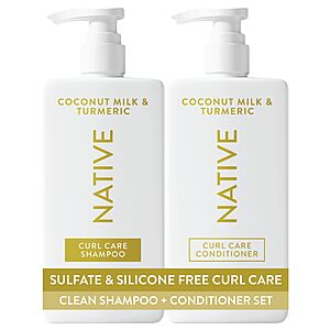 Native Coconut & Turmeric Shampoo and Conditioner Contain Naturally Derived Ingredients, All Hair Types, Sulfate & Dye Free - 2-Pack