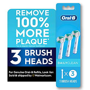 Oral-B Toothbrush Heads, Daily Clean Replacement Toothbrush Heads, 3 Count $13.95 + $10 Walmart Cash