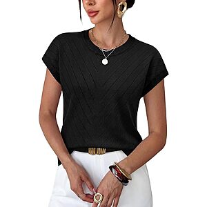 WIHOLL Women's Short Sleeve Crew Neck Sweater Top (Various) $7.99 + Free Shipping w/ Prime or on $35+