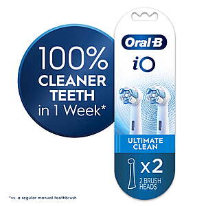 Oral-B Toothbrush Heads, iO Ultimate Clean Replacement Brush Heads, White, 2 count $19.10 + $10 WM Cash