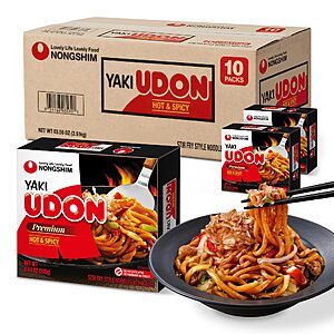 Nongshim Yaki Udon Hot & Spicy, Stir Fry Style Korean Inspired Noodles, Sweet and Spicy Sauce with Chewy Non Fried Noodles~$34.99 @ Amazon