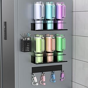 4-Pack Magnetic Cup Holder for Refrigerator w/ Lid Hook & Straw Holder $12.49 + Free Shipping w/ Prime or on $35+