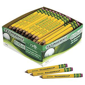 72-Count Ticonderoga Golf Pencils w/ Erasers (#2 HB Lead) $6.94 + Free Shipping w/ Prime or on $35+