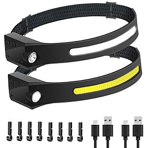 2-Pack WEDNBR Rechargeable LED Headlamp w/ 230° Beam, Motion Sensor & 6 Lighting Modes  $4.89 + Free Shipping w/ Prime or on $35+