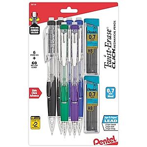 Pentel Twist-Erase Click 0.7mm Mechanical Pencil (6-Pack) w/ 2 Lead Refills $7.68 w/ S&S + Free Shipping w/ Prime or on $35+