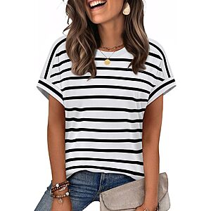 WIHOLL Womens Tops Summer Outfits Spring Break Essential Clothing Short Sleeve Tshirts Shirts $9.47