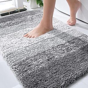 $8.98* | 30" x 20" OLANLY Extra Soft Microfiber Non-Slip Absorbent Bath Rug (Grey) at Amazon