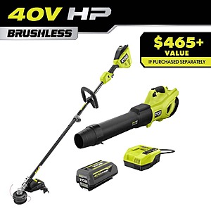 YMMV - 40V HP Brushless 650 CFM 160 MPH Cordless Leaf Blower and Carbon Fiber String Trimmer with 4Ah Battery and Charger
