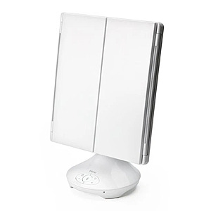 iHome Beauty 15" x 9" Trifold Vanity Mirror with Bluetooth Speaker, White $9.61