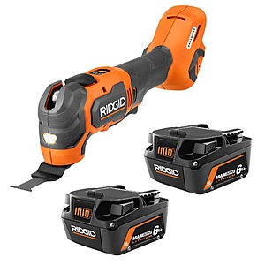 Ridgid 18V 6.0 Ah MAX Output Batteries (2-Pack) with 18V Brushless Cordless Multi-Tool $208.5
