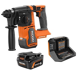 Ridgid 18V Brushless 1 in. SDS-Plus Rotary Hammer Kit with (1) 4.0Ah Battery and charger $229