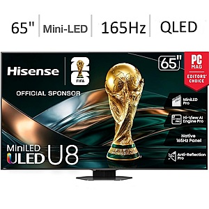OPEN BOX: Hisense 65" U8QG Series 165Hz 4K Mini-LED QLED Smart TV (2025) @ Best Buy from $494.99