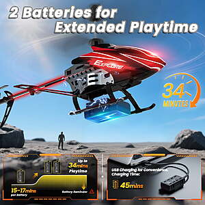 $30 FS WALMART+ or at $35: Wefone Remote Control Helicopter for Kids with Altitude Hold, 7 LED Light Modes, 2 Batteries, Red