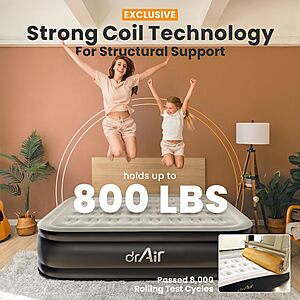 $70 FS Amazon Dr. air Queen Air Mattress with Built-in Pump, 18" Raised Blow Up Mattress, 800 lbs Max Honeycomb Air Bed, 48Hr Leak-Proof Test, 3min Inflatable Mattress