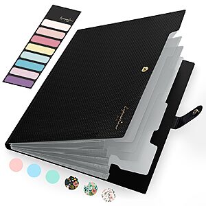 $2.99 FS PRIME Amazon Sooez Accordion File Organizer, Letter Size Expanding File Folder with Labels, 5 Pocket Folders for Document, Portable Paper Bill Receipt Organizer
