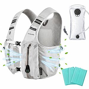 SAVIOR COOL Cooling Hydration Vest with 2L BPA-Free Water Bladder, Removable Cooling Packs, (Gray,Blue,Yellow or Pink) w/Promo Code:685RMOLY - $24