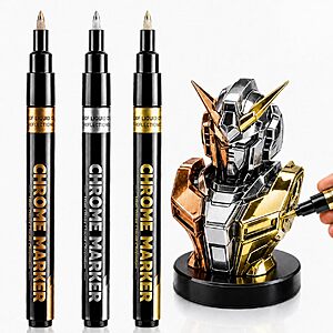 3-Piece HOTU Mirror Chrome Metallic Paint Marker Pens w/ 0.7mm Extra Fine Tips (Gold/Silver/Copper) $4.99 & More + Free Shipping w/ Prime or on $35+