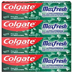 Select Accts[AC, S&S] 4 Pack 6.3 oz Colgate MaxFresh Clean Mint Toothpaste $6.49 + Free S&H w/ Prime or $35+