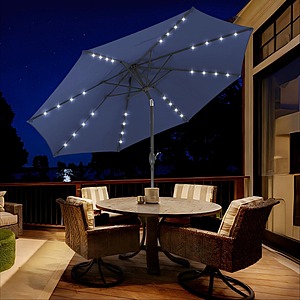 10' Autlaycil Solar Patio Umbrellas w/ LED Lights (Navy Blue) $42 + Free Shipping