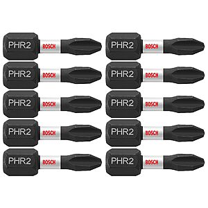 10-Pack 1" Phillips #2R Impact Tough Screwdriving Reduced Insert Bits $4 + Free Shipping w/ Prime or on $35+