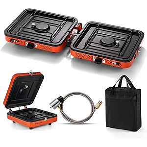Odoland Portable 2-Burner 17000 BTU Propane Camping Stove $44.99 + Free Shipping