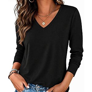 Zeagoo Women's Long Sleeve V-Neck Tee (Various) $6.99 + Free Shipping w/ Prime or on $35+