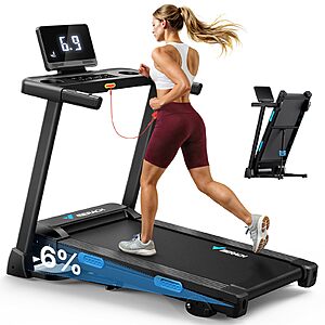 MERACH Treadmills for Home with Incline 0%-15%, 300 LBS Capacity Double Deck Foldable Treadmill with Incline $197.99