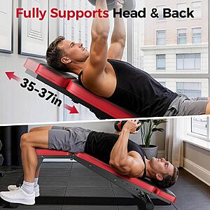 Nicepeople Adjustable Weight Bench up to 6.5'', Dual-Support Workout Bench & 10 Backrests for Chest Shoulders Arms for Home Gym, 660LBS Capacity $51.59