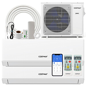 Costway UltrEco Series 24000 BTU 2-Zone 23 SEER2 Mini Split Air Conditioner Wifi-Enabled w/ Heat Pump $1290 + Free Shipping