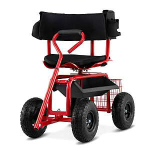 Costway Cushioned Rolling Garden Cart Scooter w/ Storage Basket & Tool Pouch $83 + Free Shipping