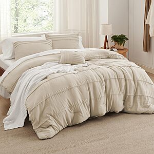 4-Piece Bedsure Full Pinch Pleat Comforter Set w/ Pillowcases & Decorative Pillow (Full Size, Linen) $17.09 & More + Free Shipping w/ Prime or on $35+