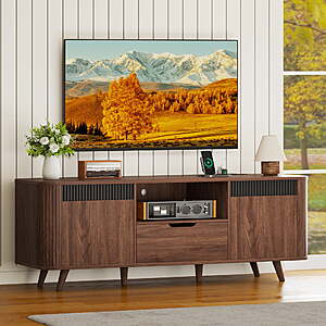 55.12" Tydimor TV Stand for TVs up to 65" w/ Storage Shelves, Drawers & Outlet (Walnut) $135.99 + Free Shipping