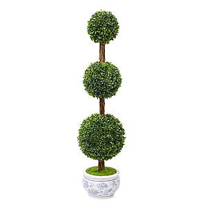 3' My Texas House Boxwood Artificial Topiary w/ Blue Floral Pot $20 + Free S&H w/ Walmart+ or on $35+
