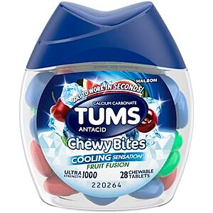 [SnS, AC] $2.73 | 28-Count TUMS Chewy Bites Fast Cooling Sensation Antacid (Fruit Fusion) at Amazon