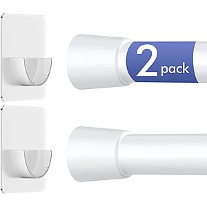 2-Pack CorkLatta Adjustable 16" to 40" Spring Tension Curtain Rods w/ 4-Pack Holders (White) $6.29 + Free Shipping w/ Prime or on $35+