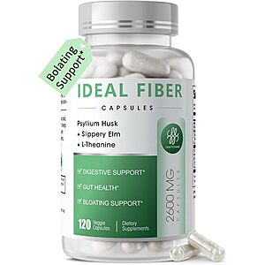 120-Count iMATCHME Psyllium Husk Powder 1500mg Fiber Supplement Capsules w/ Slippery Elm & L-Theanine $6.37 w/ S&S + Free Shipping w/ Prime or on $35+