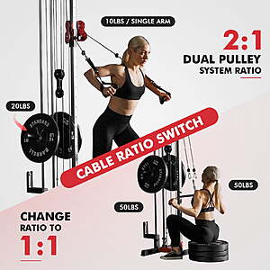 $189.98 FS Walmart by Mikolo Cable Crossover Machine, Lat Pull Down Machine, Wall Mounted Pulley Tower functional trainer with Adjustable 26 Positions Dual Pulley System