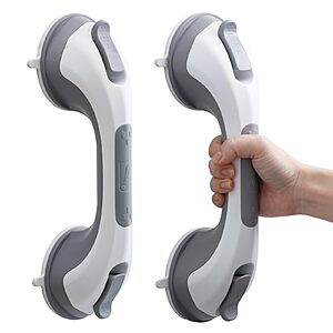 TAILI Shower Grab Bar, 2 Pack 12 Inch Suction Grab Bars for Bathtubs and Showers for Elderly, Shower Handle for Seniors Bathroom Safety Grip, No Drilling Removable,Grey,G9 $28.25