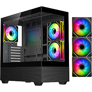 DIYPC ARGB-N5 ATX Mid Tower Tempered Glass Computer Case + 3x ARGB PWM Fans Pre-Installed (Black) $55 + Free Shipping