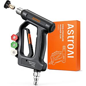 AstroAI Pressure Washer Gun w/ 360° Swivel, 3/8" Quick Connect Inlet & 1/4" Outlet, 4060 PSI & 4 Nozzles $18.49 + Free Shipping w/ Prime or on $35+