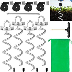 11.4" MIXXIDEA Heavy Duty Metal Spiral Ground Anchors w/ 92" Straps $15.67 + Free Shipping w/ Prime or on $35+