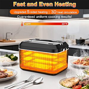 Heated Lunch Box,Electric Lunch Box, Lunch Box Battery Powered, Pro 24000mah,5.5 Cups Portable Food Heater-3D-5 Side Heating-Intelligent Temperature Control $58.48