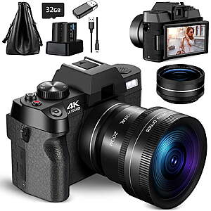 NBD Digital Camera 4K Ultra HD 48MP All-in-One Vlogging Camera with Wide Angle Lens, Digital Zoom 16x and 3" Screen $129.99
