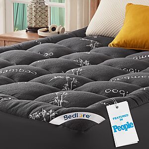 BEDLORE King Mattress Topper Viscose Derived from Bamboo, Thick Pillow Top Mattress Pad with Stretchable Pockets for 6"-18" Mattress (Dark Gray) $46.99